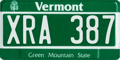 VT license plate XRA387