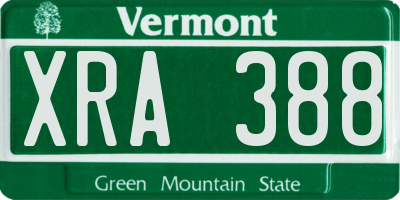 VT license plate XRA388