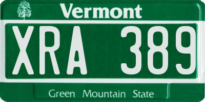 VT license plate XRA389
