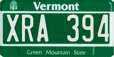 VT license plate XRA394