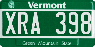 VT license plate XRA398
