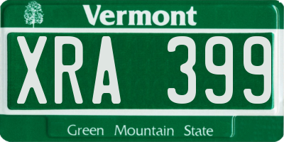 VT license plate XRA399