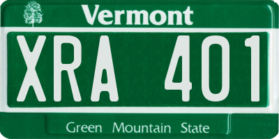 VT license plate XRA401