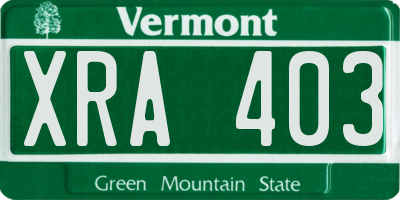 VT license plate XRA403
