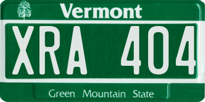 VT license plate XRA404