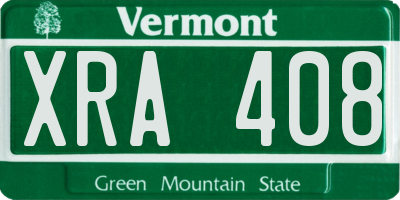 VT license plate XRA408