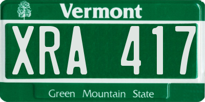 VT license plate XRA417