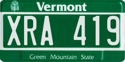 VT license plate XRA419