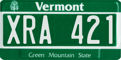 VT license plate XRA421