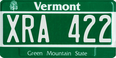 VT license plate XRA422