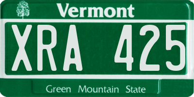 VT license plate XRA425