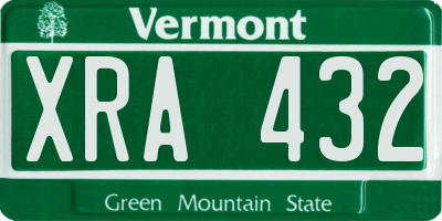 VT license plate XRA432