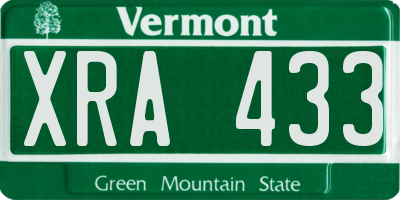 VT license plate XRA433