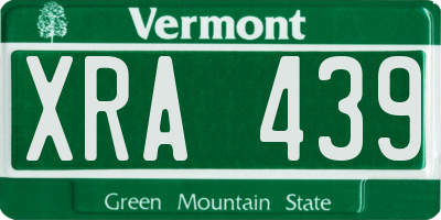 VT license plate XRA439