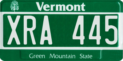 VT license plate XRA445
