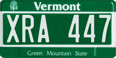 VT license plate XRA447