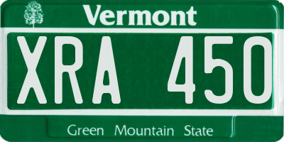 VT license plate XRA450