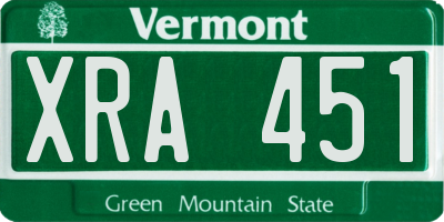VT license plate XRA451