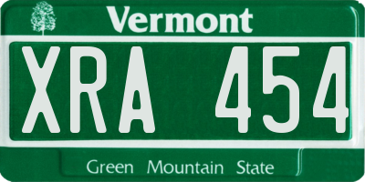 VT license plate XRA454
