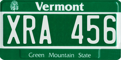 VT license plate XRA456