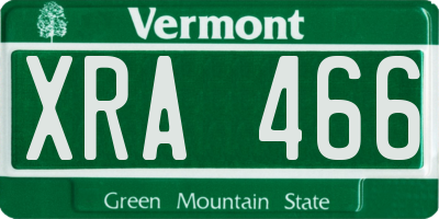 VT license plate XRA466