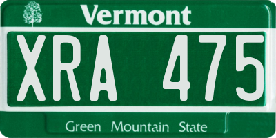 VT license plate XRA475