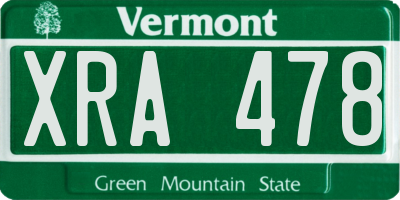 VT license plate XRA478