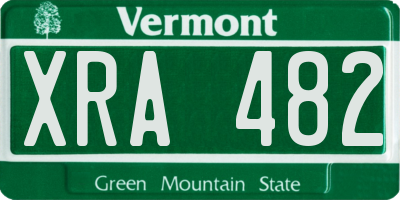 VT license plate XRA482