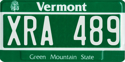 VT license plate XRA489