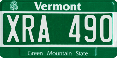 VT license plate XRA490