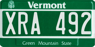 VT license plate XRA492