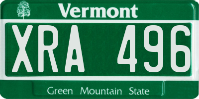 VT license plate XRA496