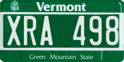 VT license plate XRA498