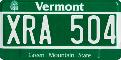 VT license plate XRA504
