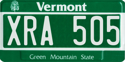 VT license plate XRA505