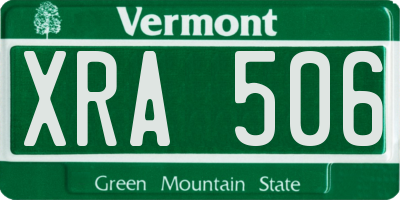VT license plate XRA506