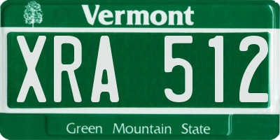 VT license plate XRA512