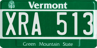 VT license plate XRA513