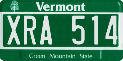VT license plate XRA514