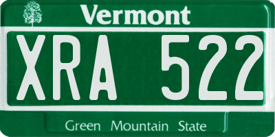 VT license plate XRA522