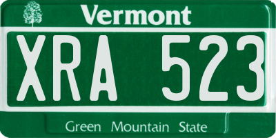 VT license plate XRA523