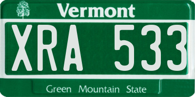 VT license plate XRA533