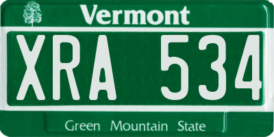 VT license plate XRA534