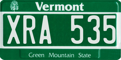 VT license plate XRA535