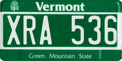 VT license plate XRA536
