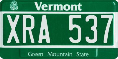 VT license plate XRA537