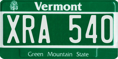 VT license plate XRA540