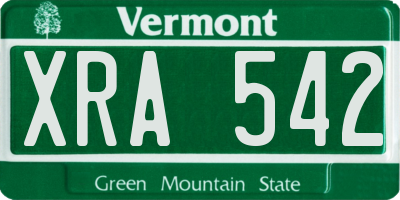 VT license plate XRA542