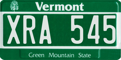VT license plate XRA545