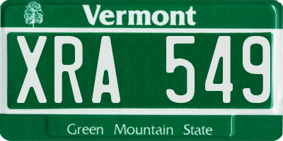 VT license plate XRA549